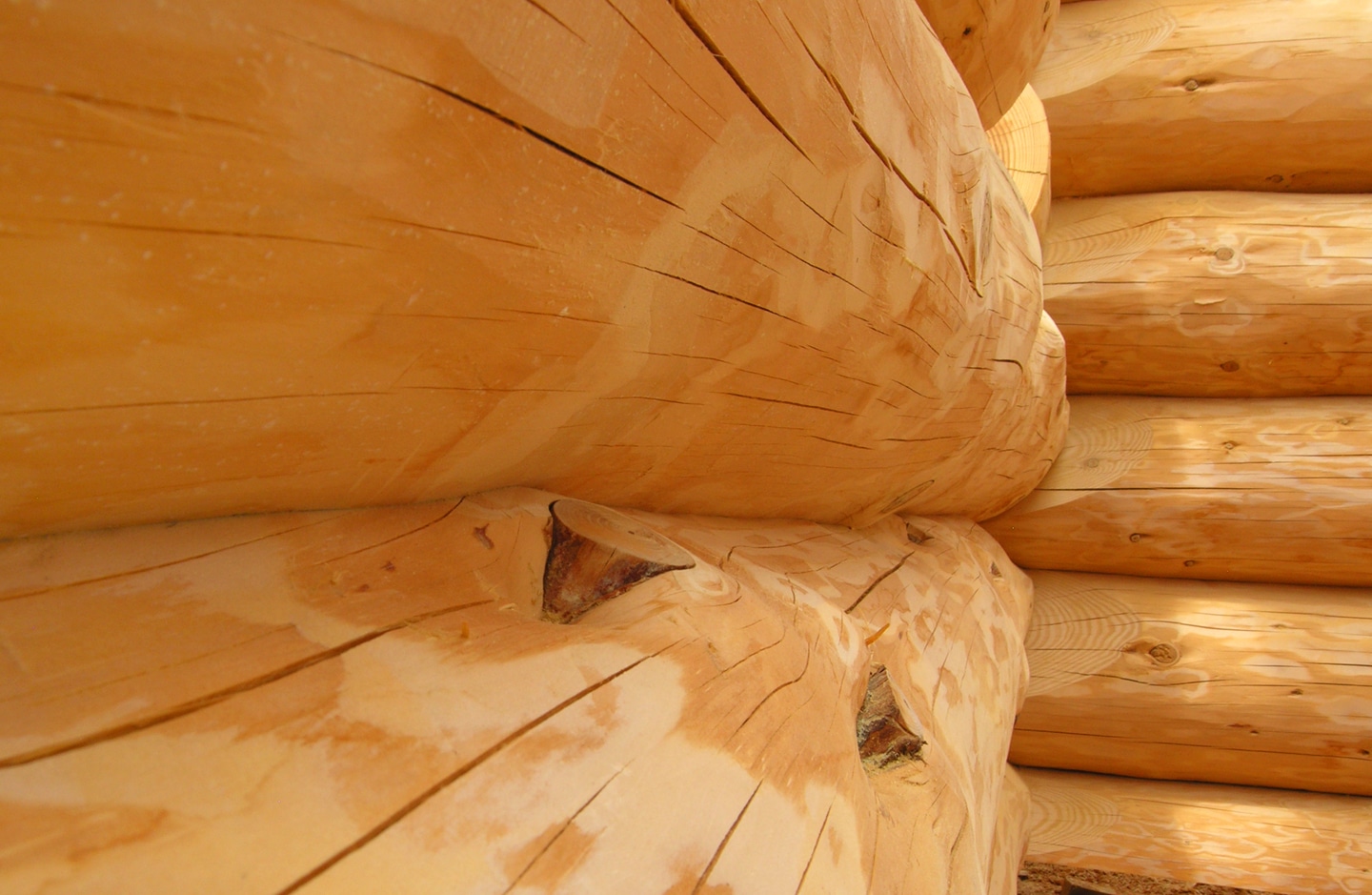 Wooden log cabin detail photo