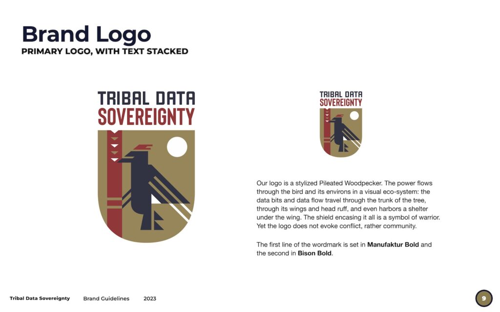 Tribal Data Sovereignty Brand Guide sample page.